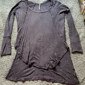 Free People Waffle Knit Long Sleeve Flowey Top